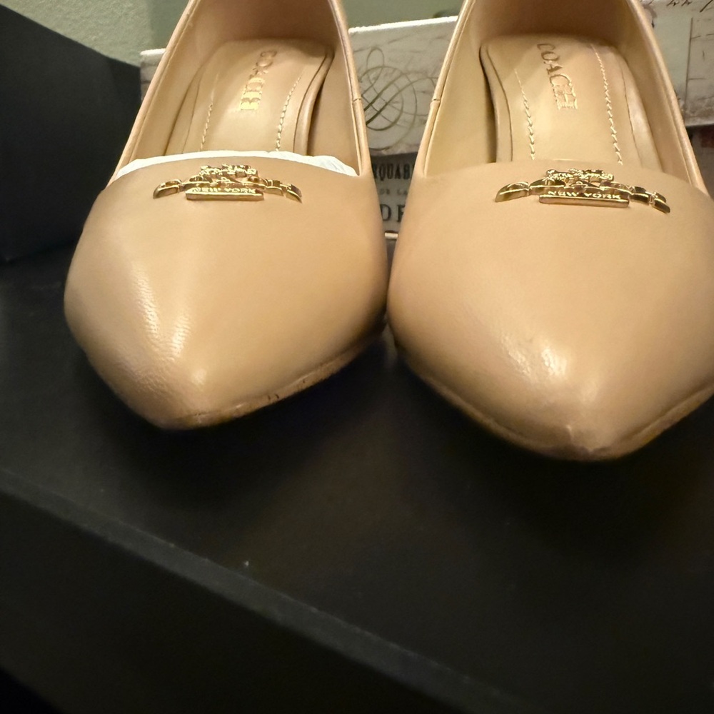 Coach Tan Leather Heels Classic Pumps ALYCE - Picture 5 of 6